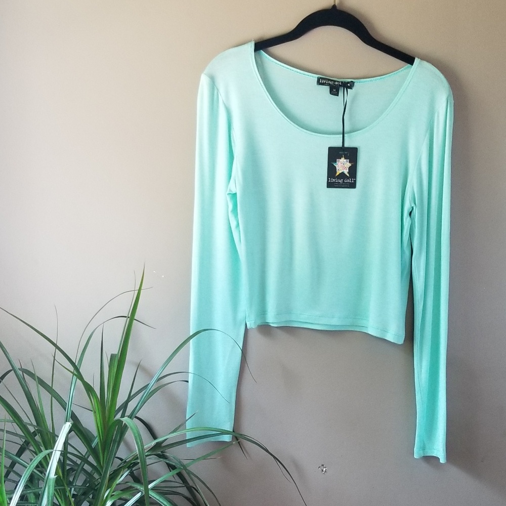 NWT Living Doll Mint Green/ Teal Crop Top